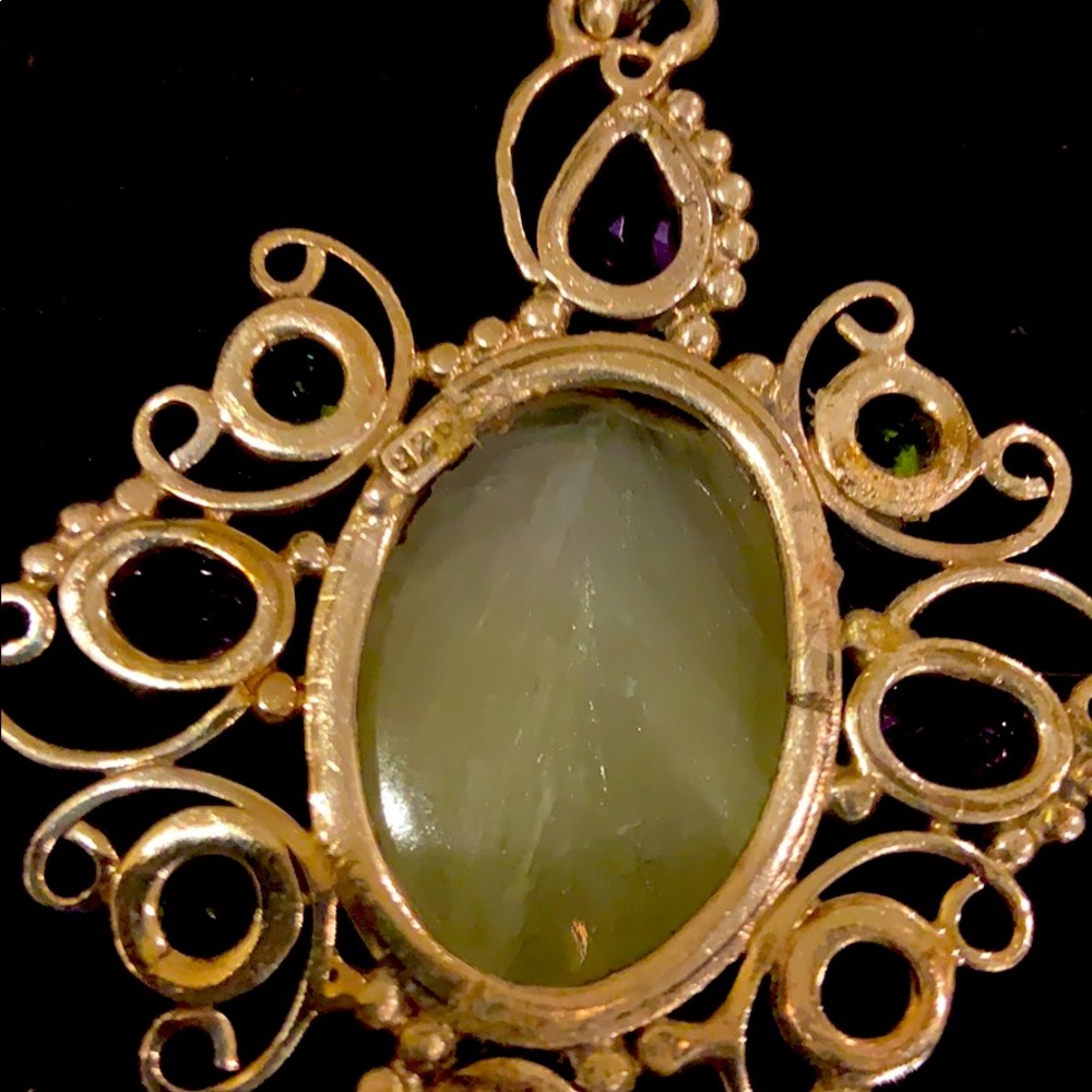Nepal Sterling Silver Pendent Shell Amethyst Peridot - Picture 4 of 7